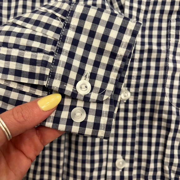Bella Bliss Navy Soft Check Button Down Collared Shirt - Picture 7 of 7